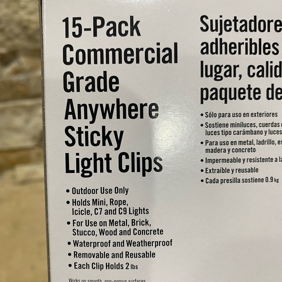 Home Accents 15 Pack Commercial Grade "Anywhere" Sticky light Clips Outdoor Use - Picture 5 of 5